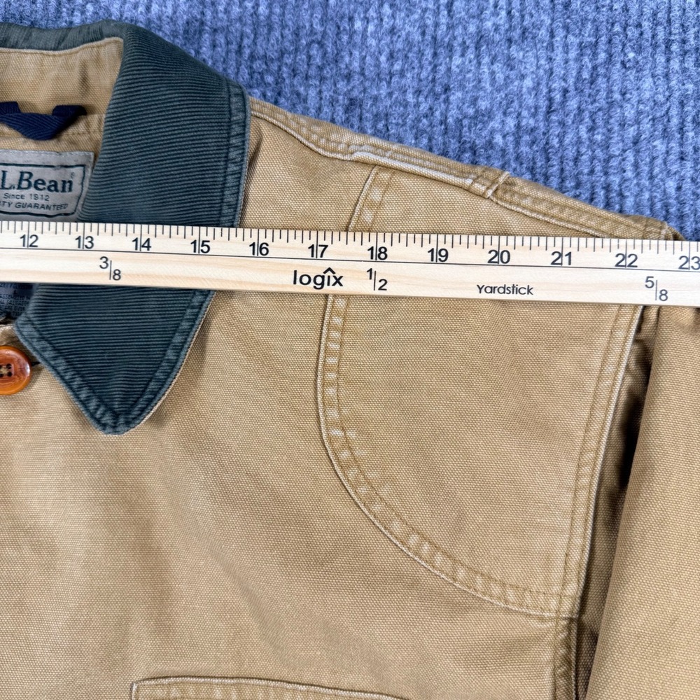 Vintage L.L.Bean Barn Coat Mens Tan Canvas PrimaLoft Lined Corduroy Collar - Picture 6 of 16